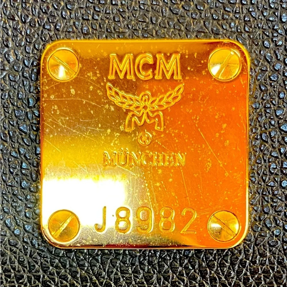 MCM Black Pebble Leather Boston Satchel w/Gold Hardware, EUC
